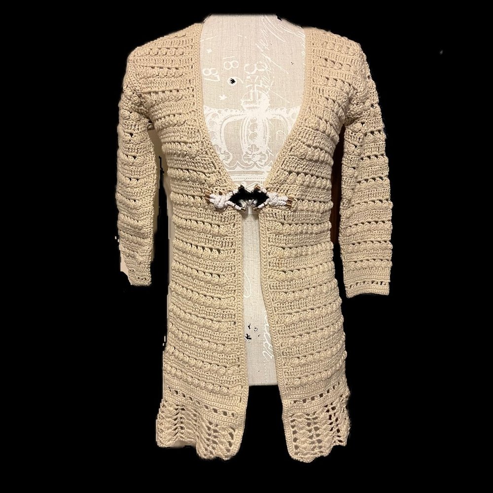 New Boston Proper Crochet Sweater-S